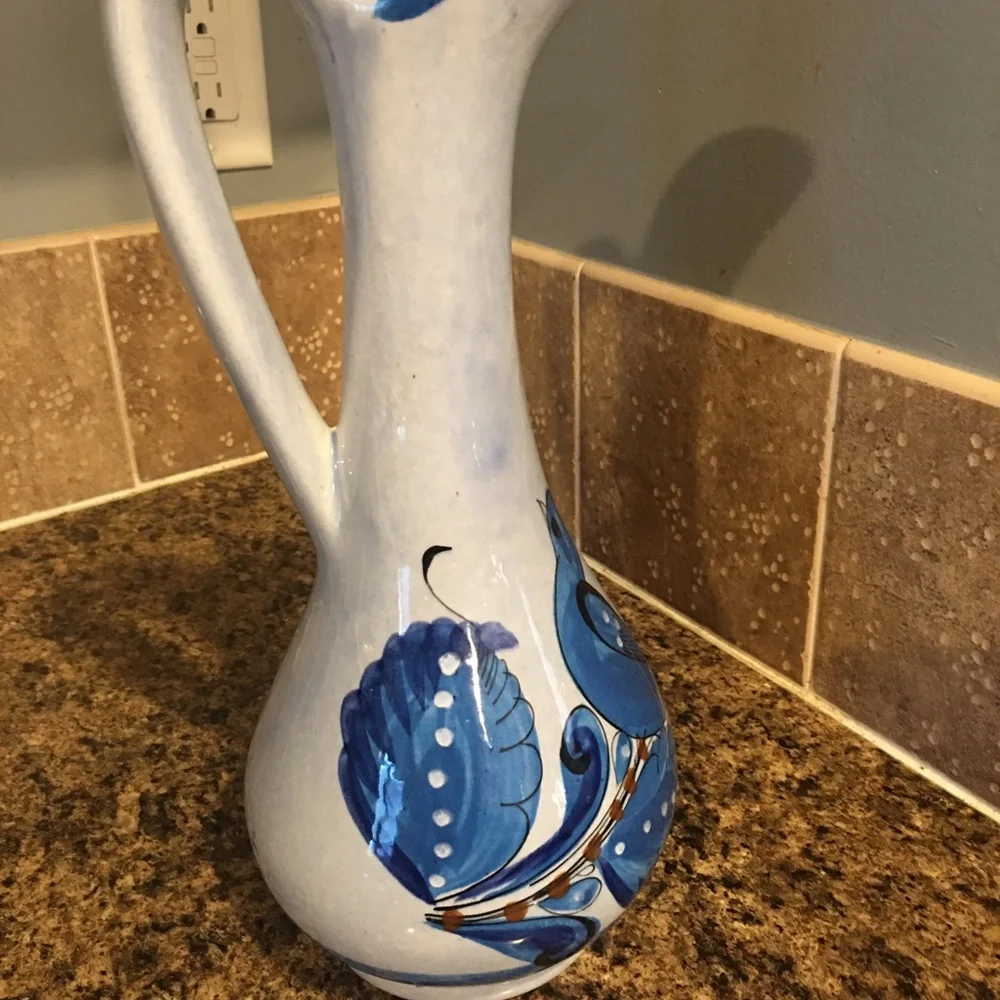 - Tonala Mexico Blue Pottery Vase/Pitcher - Picture 2 of 8